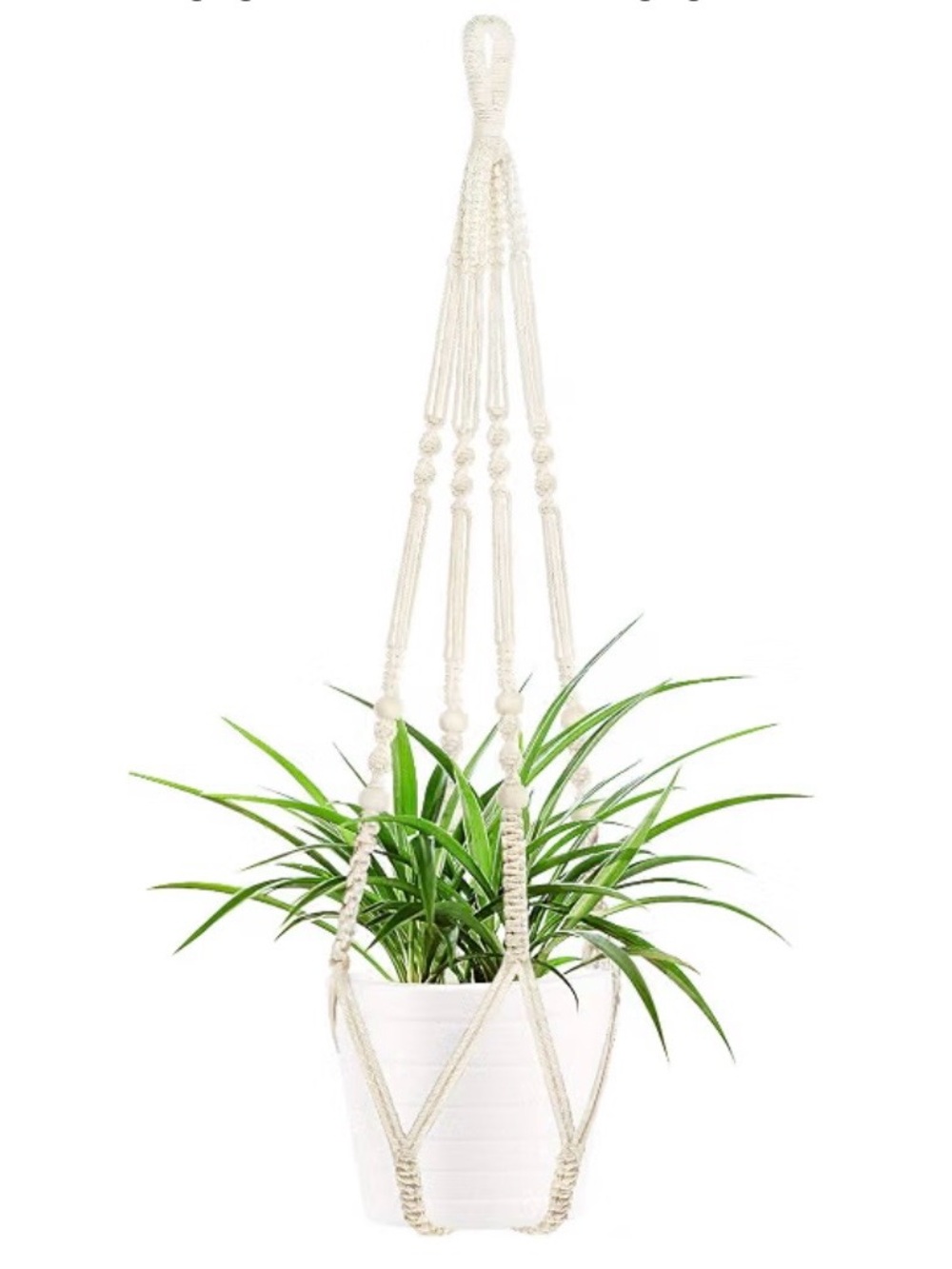 Macrame Plant Hanger in Cream - Stylish Hanging Planter QTY OF 2